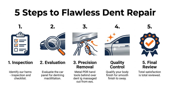 Five steps to flawless dent repair process at Dent Werx Paintless Dent Repair.